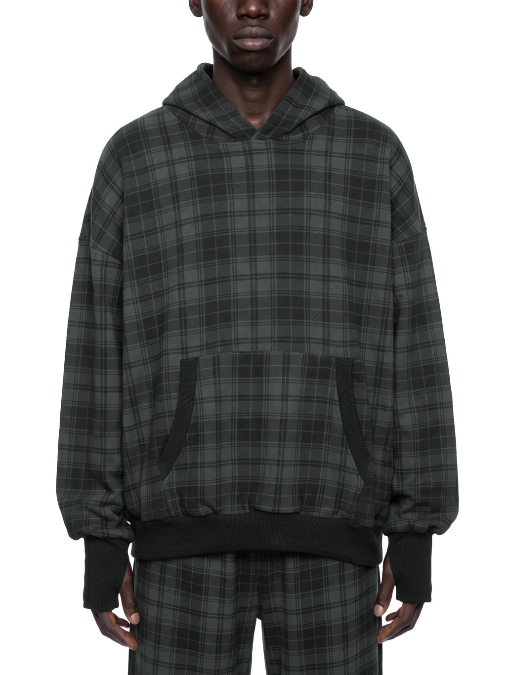 Unisex Plaid Color Block Hoodie