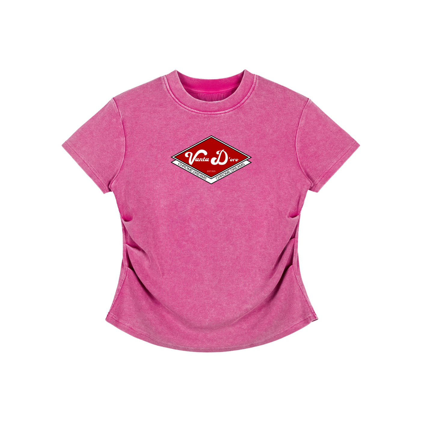 Vintaged-Wash Bodycon Cotton T-Shirt
