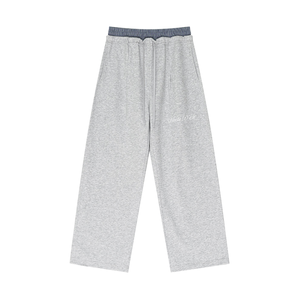 Plaid Contrast Waist Pants