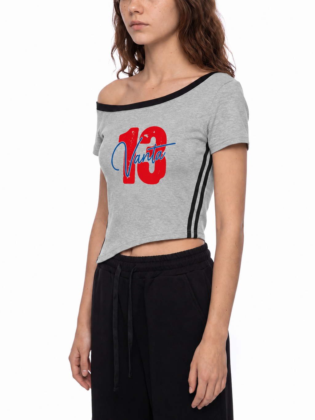 Women's Color Block Off-the-Shoulder T-Shirt
