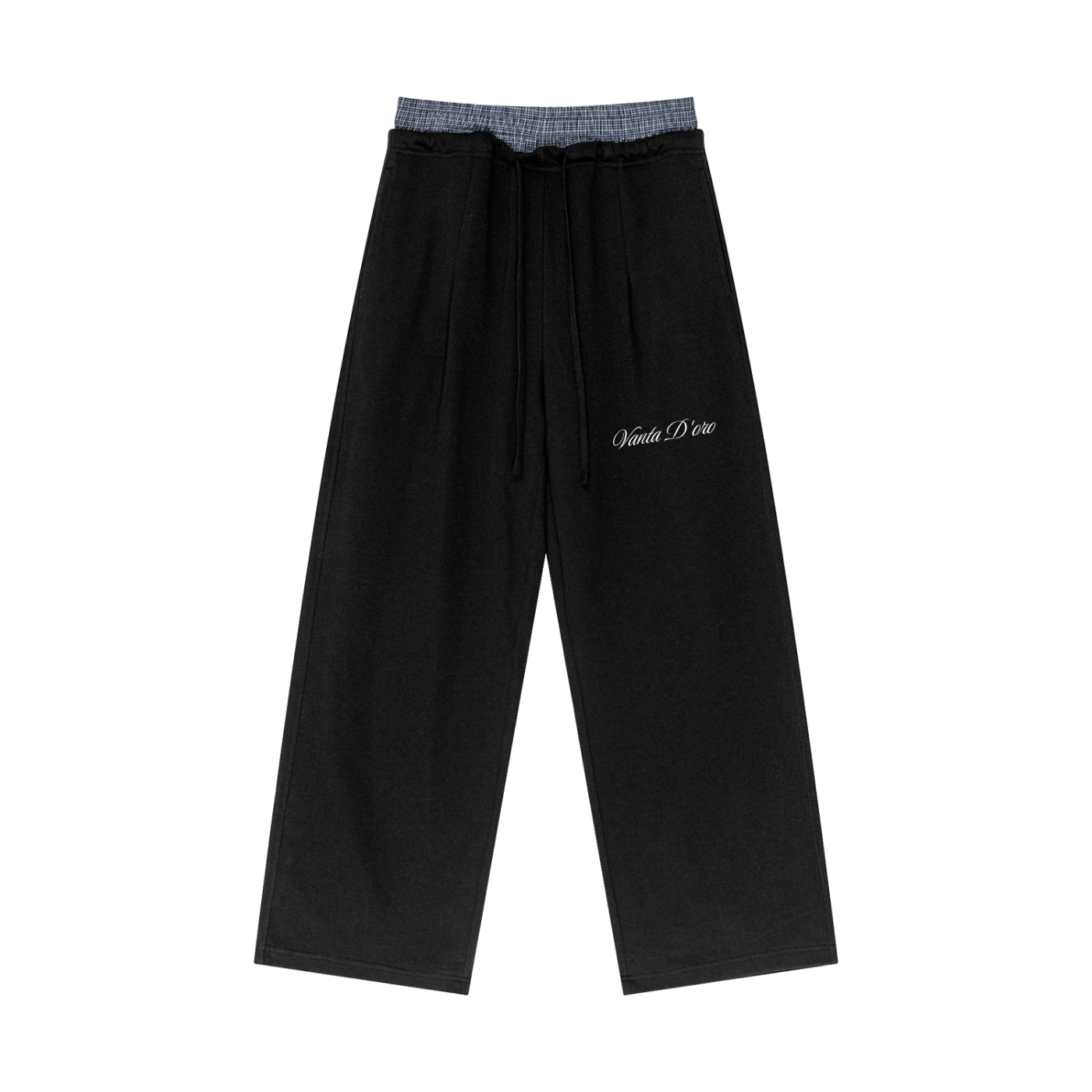Plaid Contrast Waist Pants