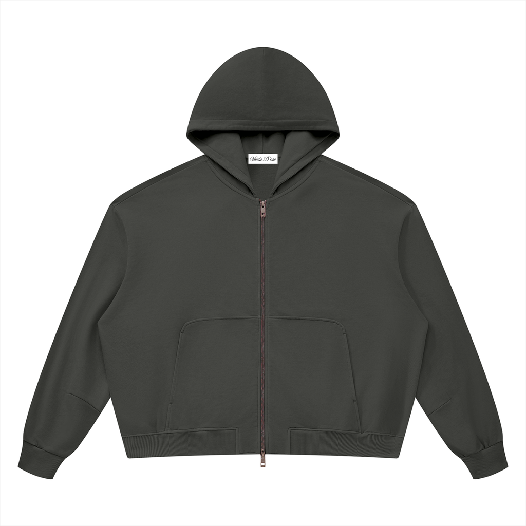 Unisex Vintage Wash Boxy Full Zip Hoodie