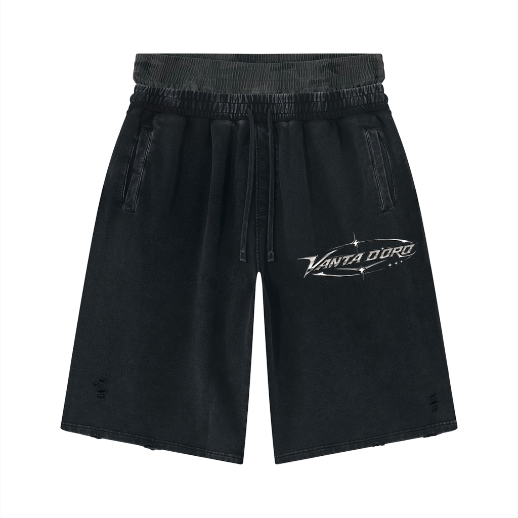 Vintage Wash Distressed Wide Leg Shorts