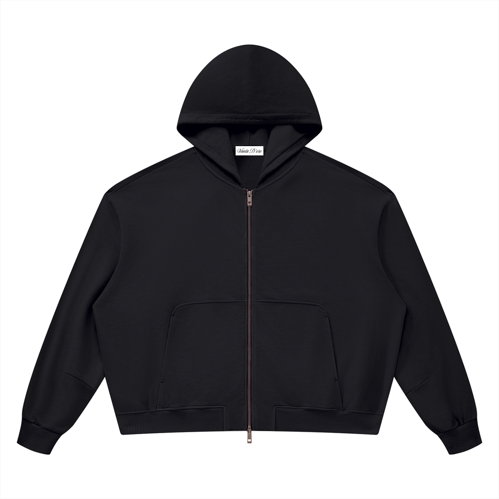 Unisex Vintage Wash Boxy Full Zip Hoodie