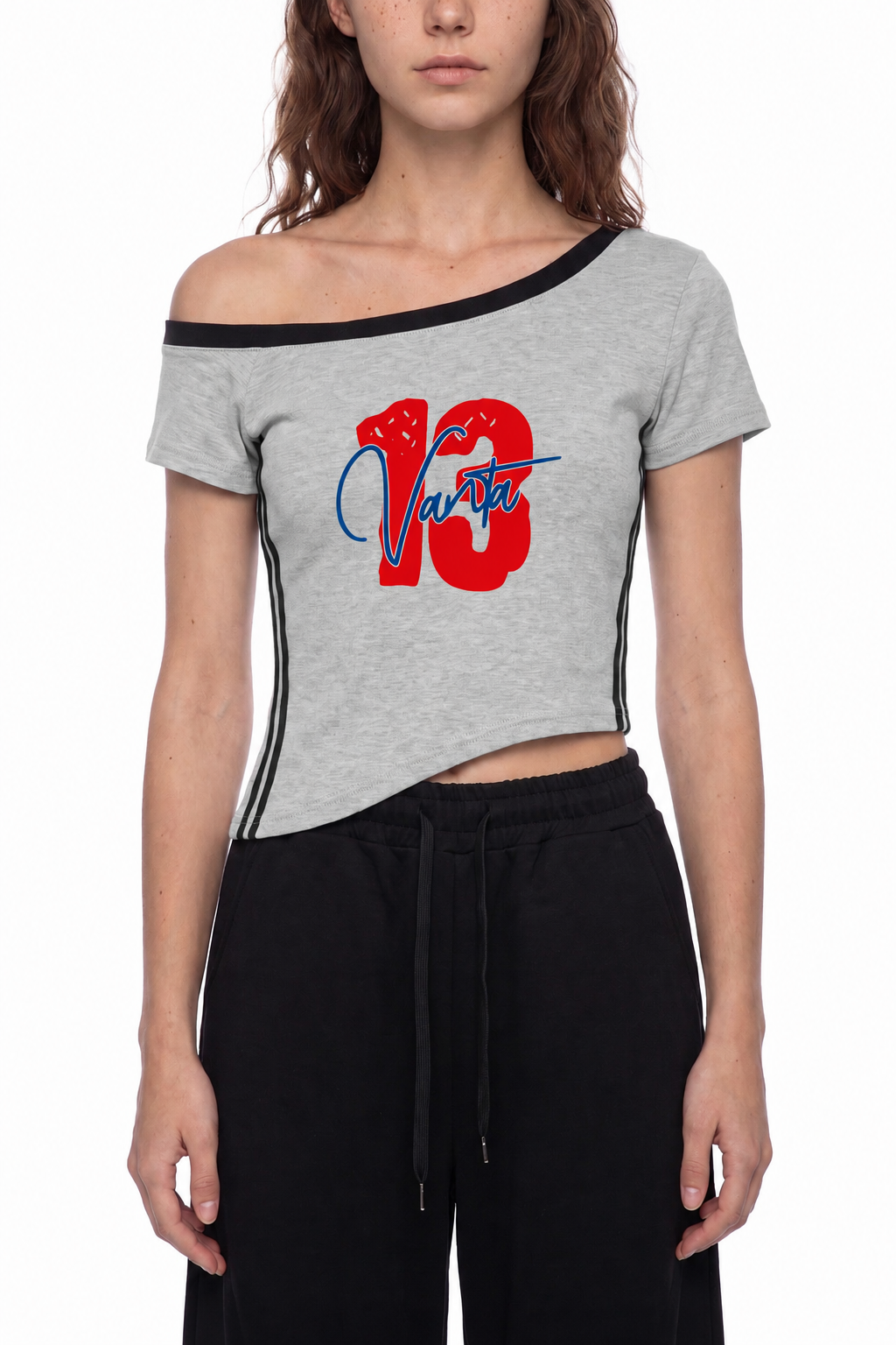 Women's Color Block Off-the-Shoulder T-Shirt