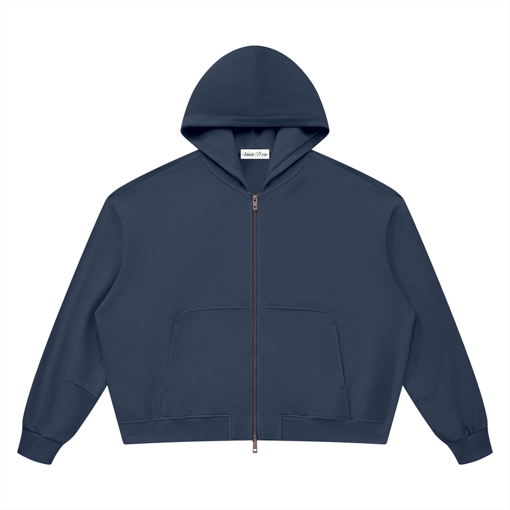 Unisex Vintage Wash Boxy Full Zip Hoodie