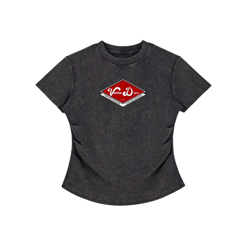 Vintaged-Wash Bodycon Cotton T-Shirt