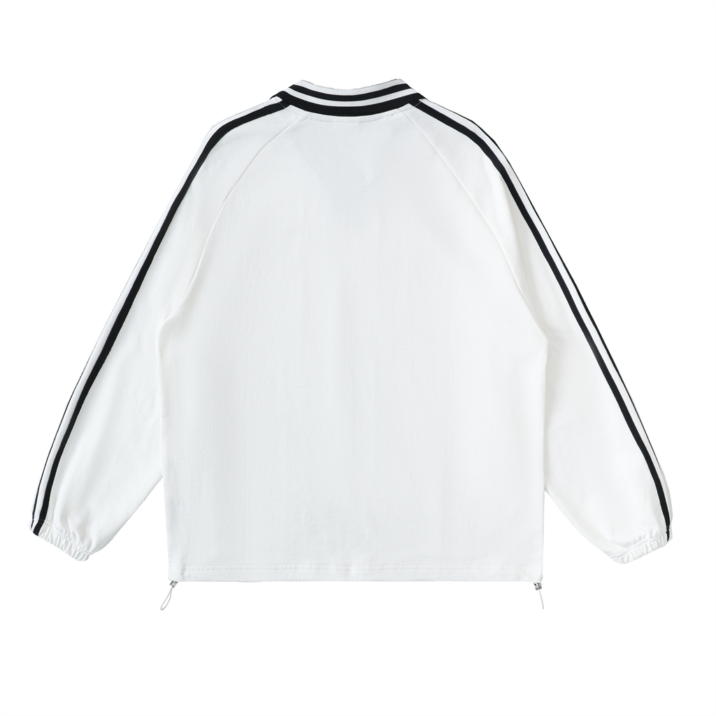 Contrast Striped Lapel Collar Sweatshirt