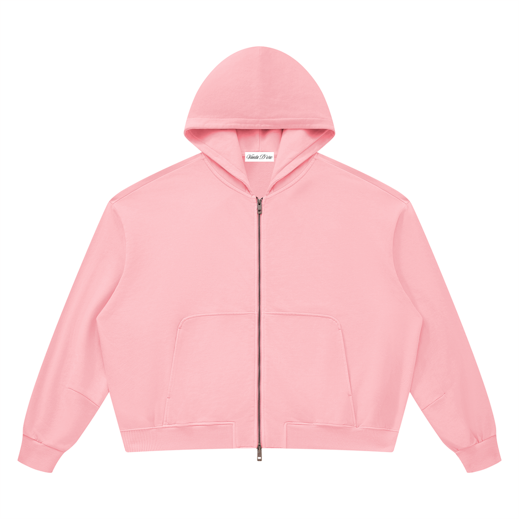 Unisex Vintage Wash Boxy Full Zip Hoodie