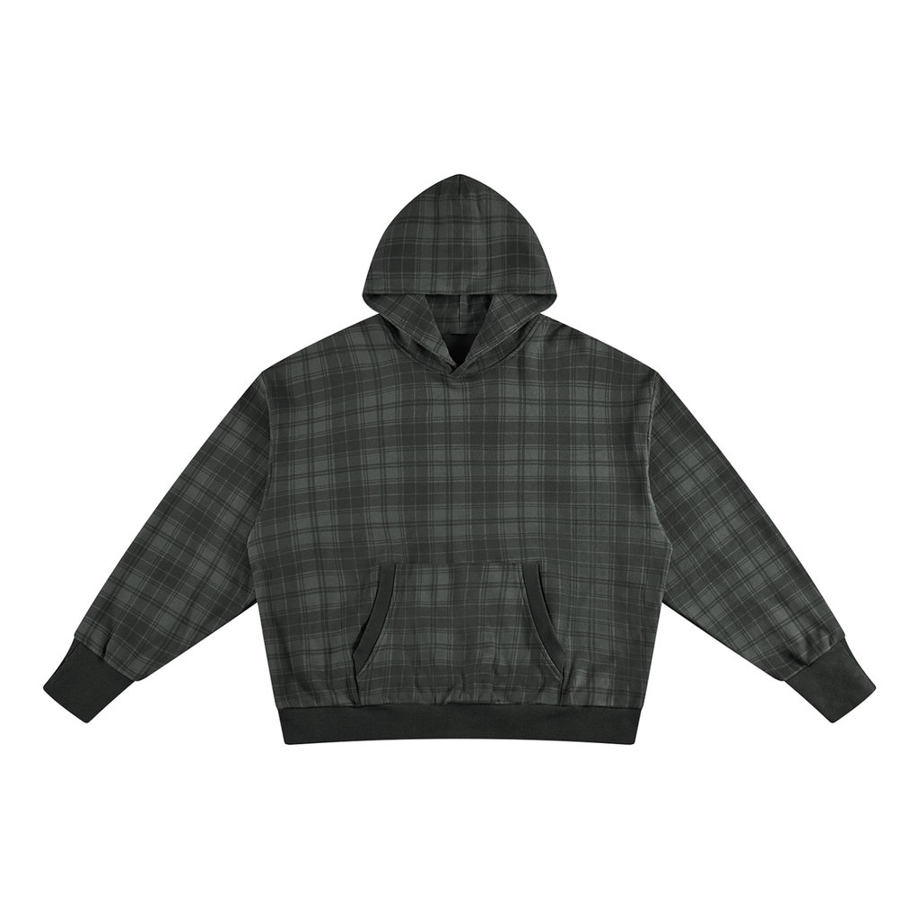 Unisex Plaid Color Block Hoodie