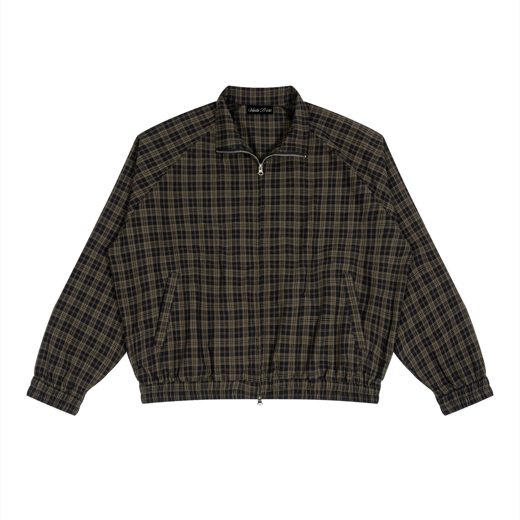 Plaid Full-Zip Track Jacket