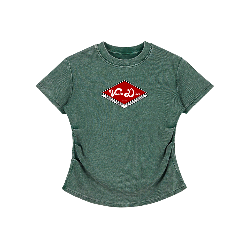 Vintaged-Wash Bodycon Cotton T-Shirt