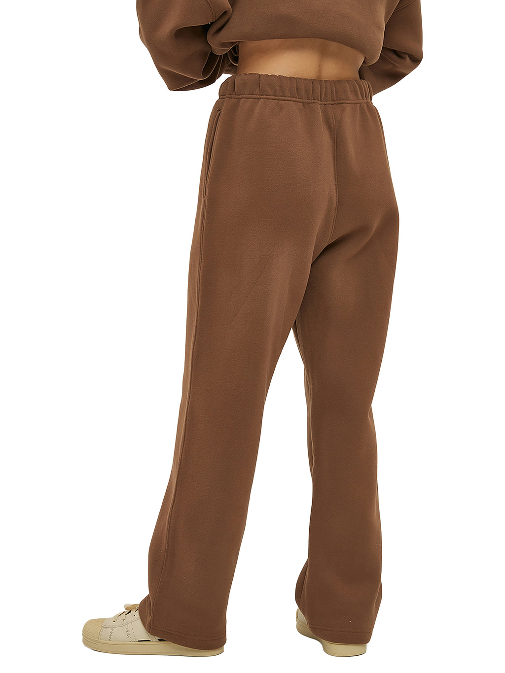 Streetwear Unisex Solid Color Fleece Straight Leg Pants