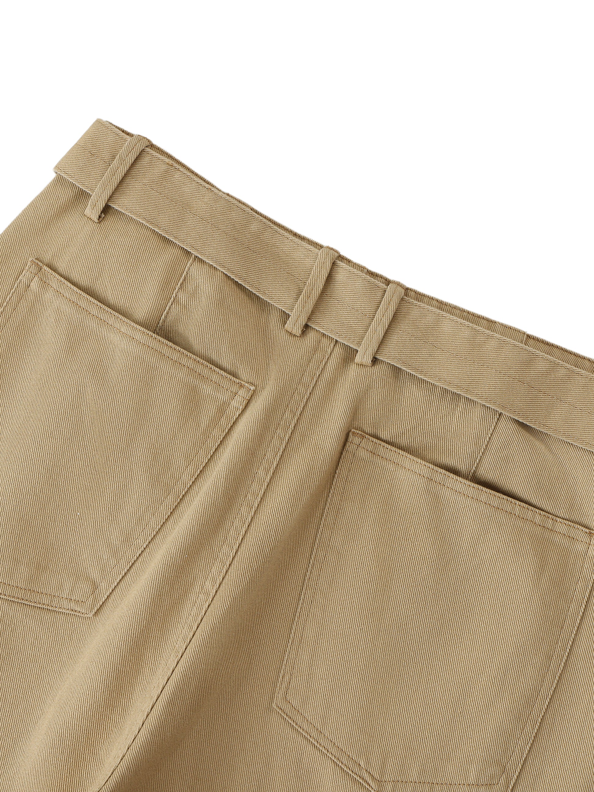 Twisted-Seam Belted Curved-Blade Pants